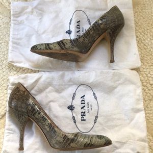 Prada purple snakeskin heels